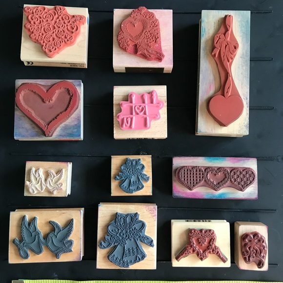 Vintage Wood Mounted Rubber Stamps 12 piece lot - Picture 3 of 3